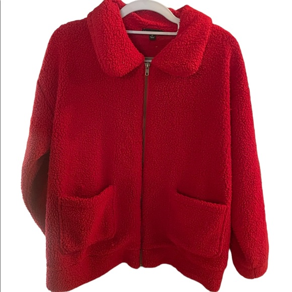 Signature Studio Red Fleece Jacket with Pockets - Picture 1 of 2